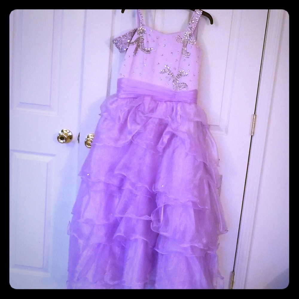 Girls pageant lilac long dress
